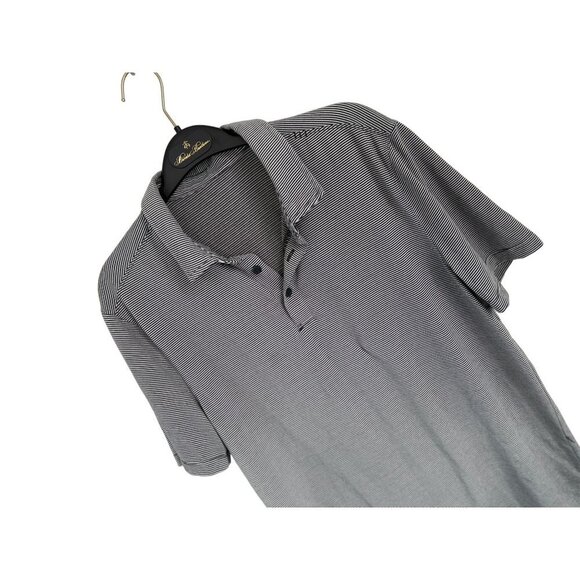 Lululemon Polo Shirt Short Sleeve Gray Stipes - Picture 1 of 5